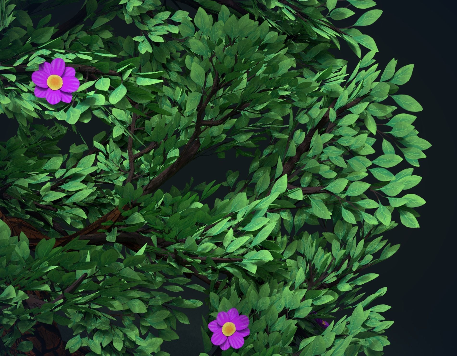 Tree with flowers Low-poly 3D model_8