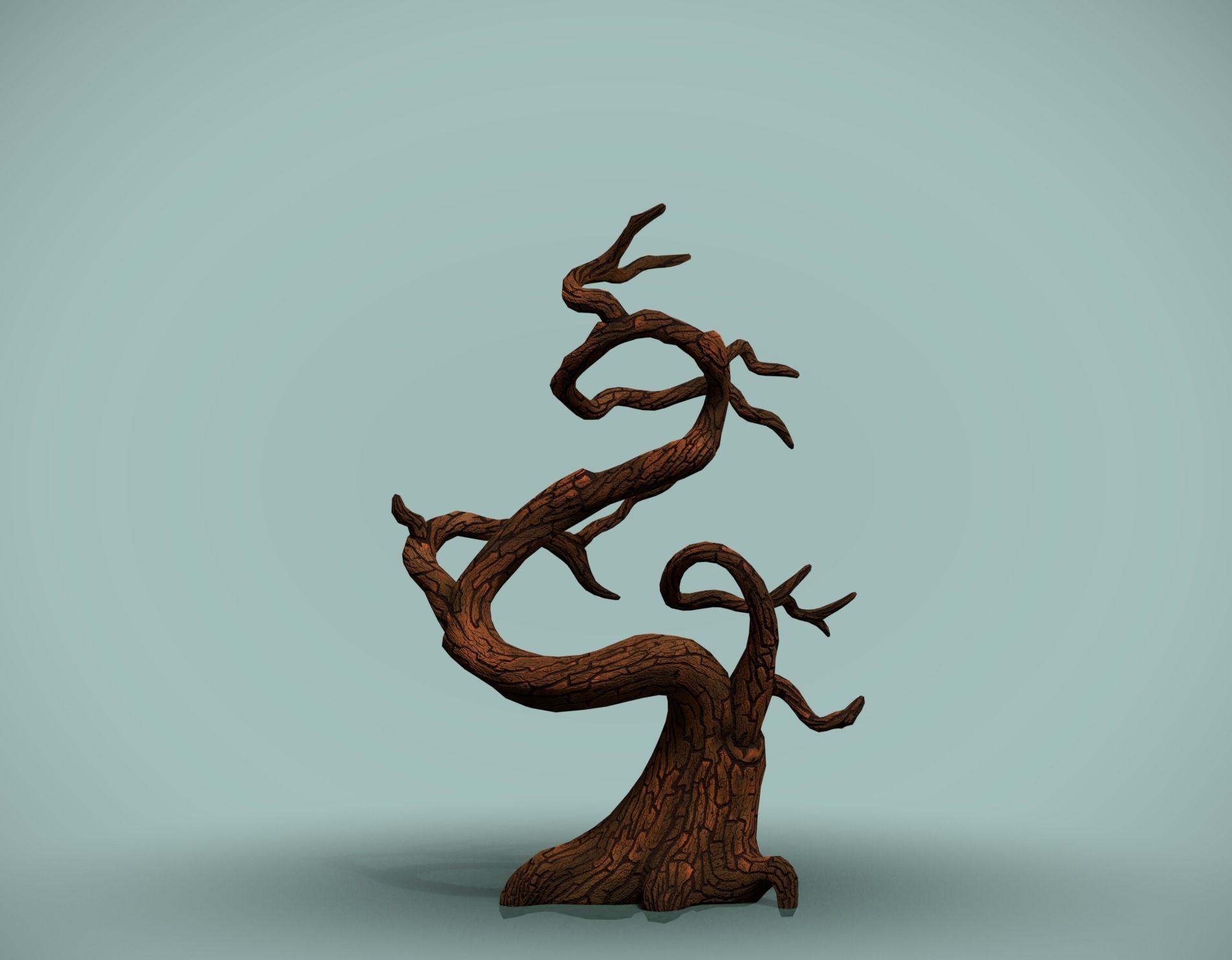 Tree with flowers Low-poly 3D model_13