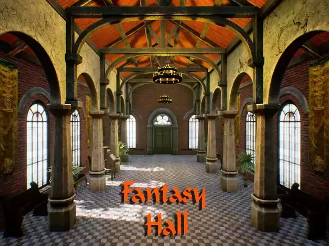 Fantasy Hall for Unreal Low-poly 3D model