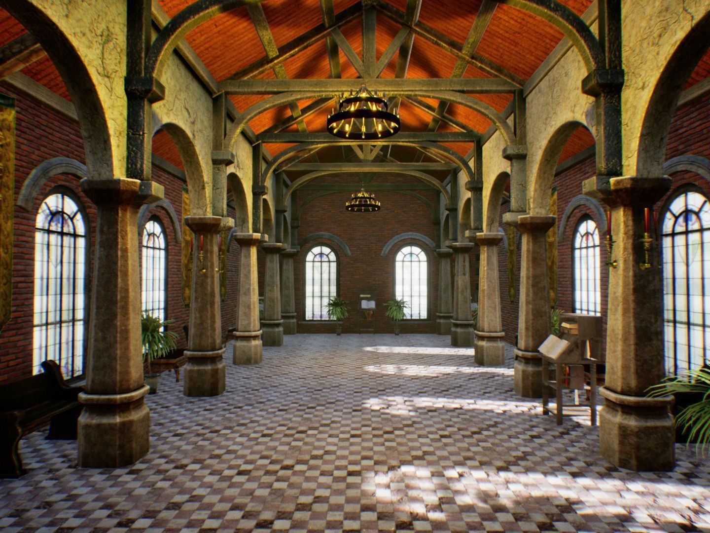 Fantasy Hall for Unreal Low-poly 3D model_2