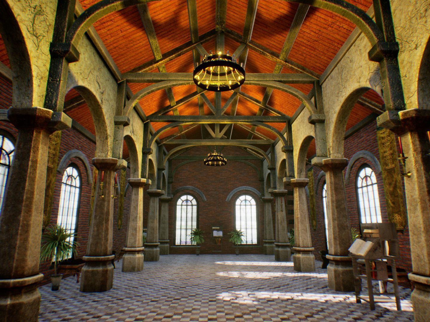 Fantasy Hall for Unreal Low-poly 3D model_6