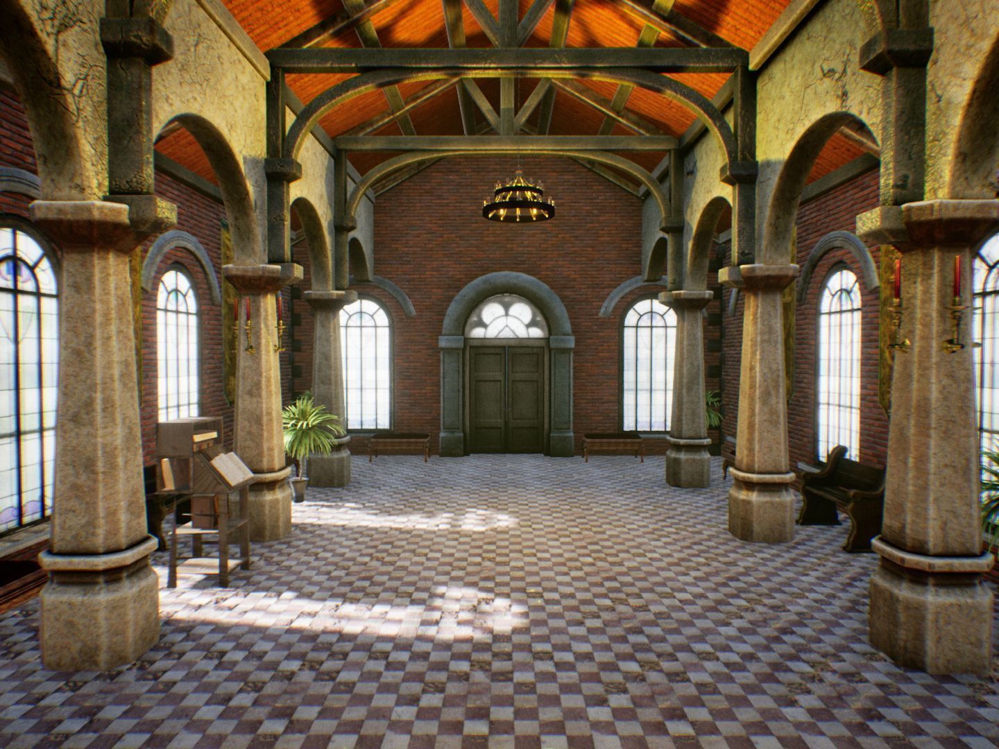 Fantasy Hall for Unreal Low-poly 3D model_10