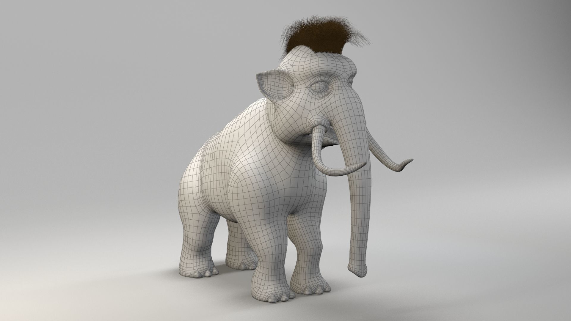 cartoon young mammoth Low-poly 3D model_11
