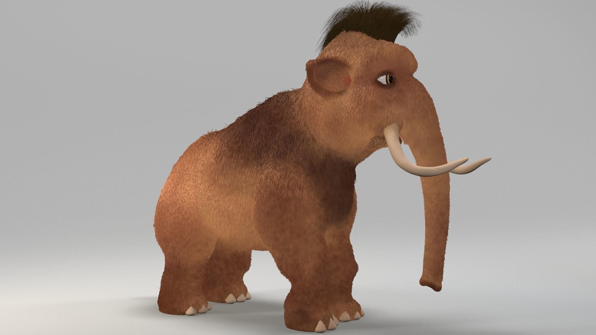 cartoon young mammoth Low-poly 3D model_2