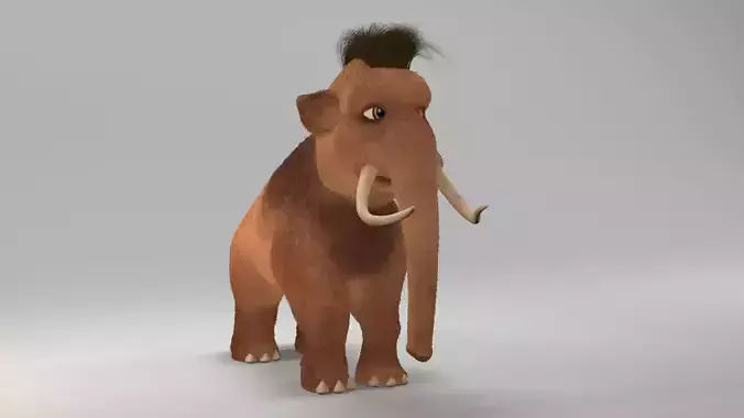 cartoon young mammoth Low-poly 3D model