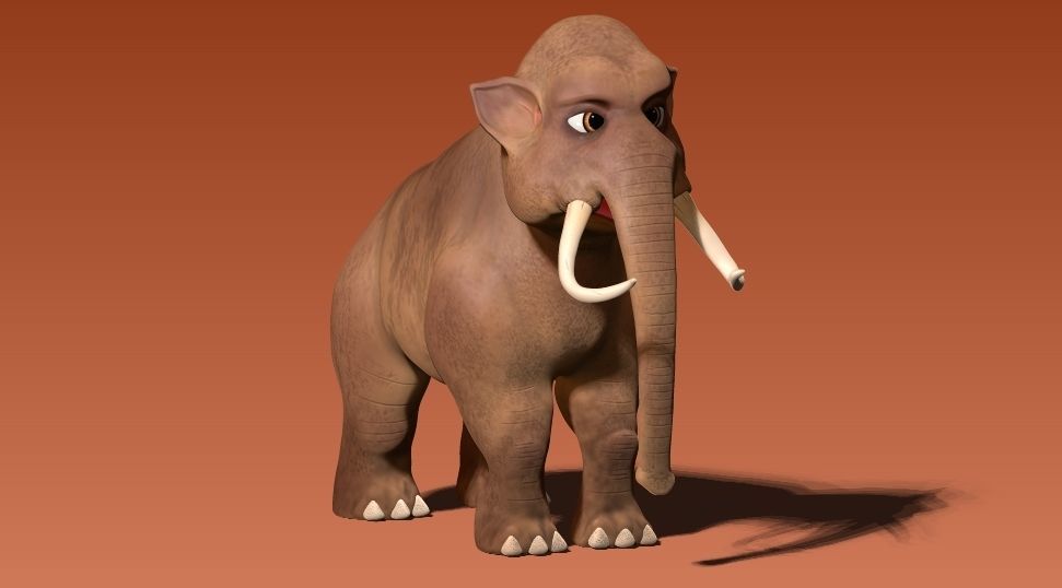 cartoon young mammoth Low-poly 3D model_9