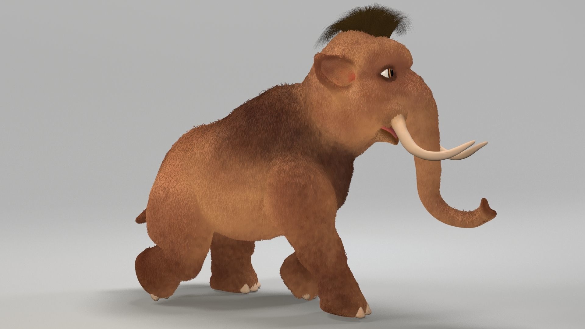 cartoon young mammoth Low-poly 3D model_5