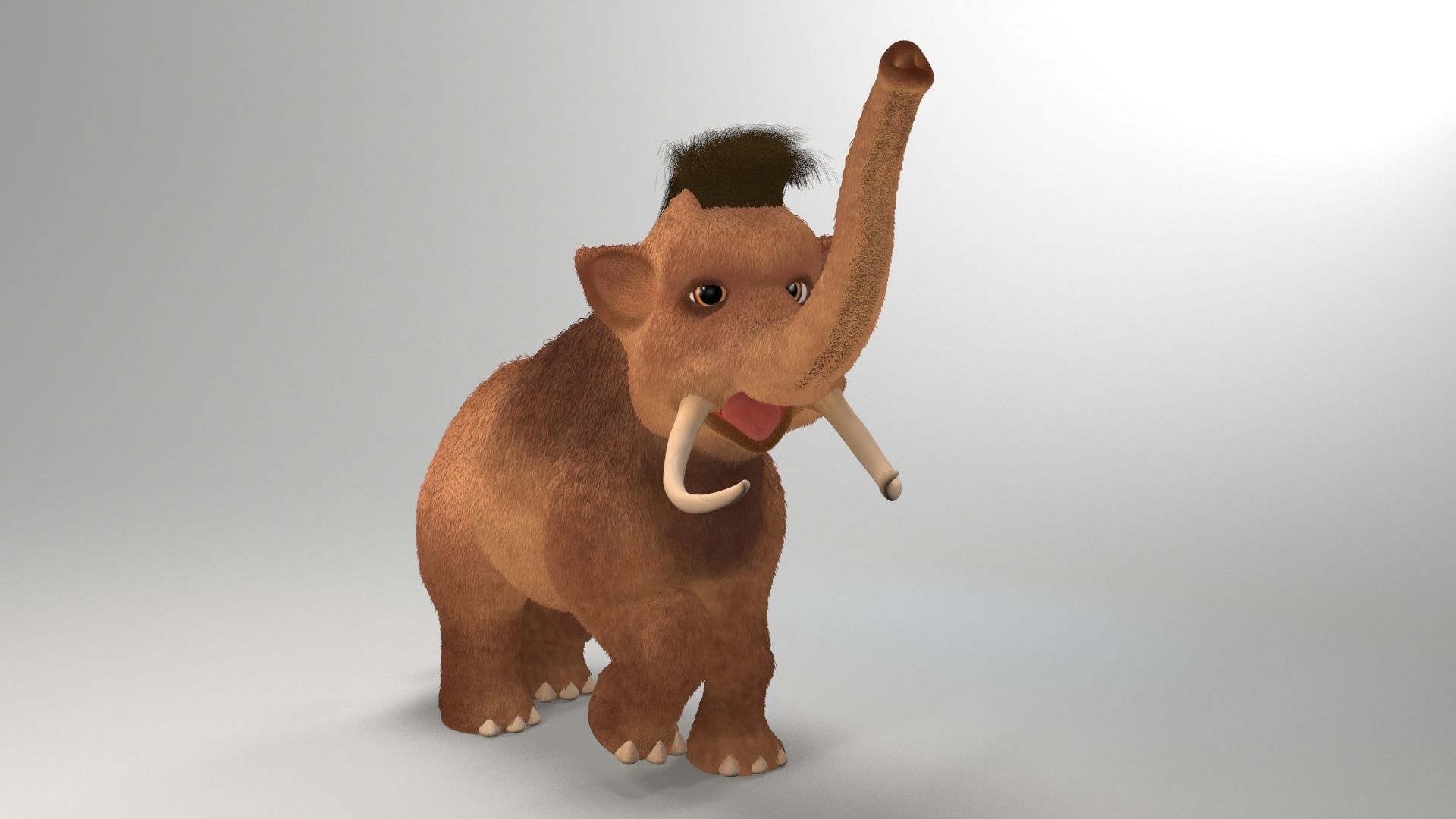 cartoon young mammoth Low-poly 3D model_6