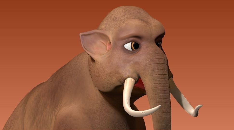 cartoon young mammoth Low-poly 3D model_8