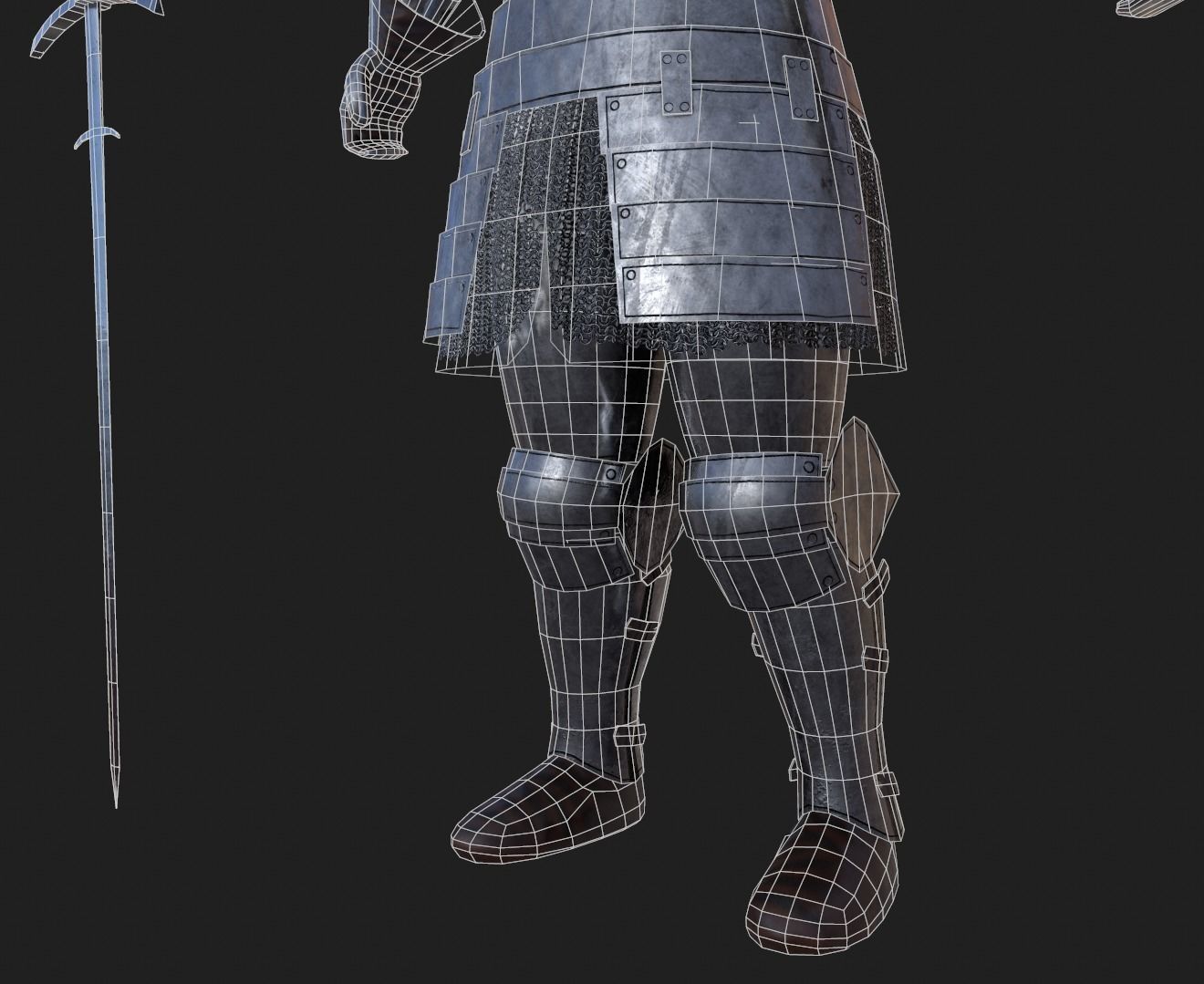 Knight medievel with claymore Low-poly 3D model_11