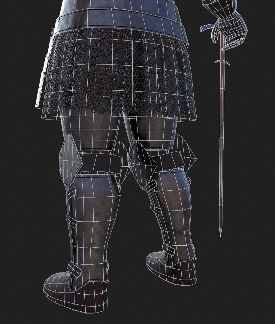 Knight medievel with claymore Low-poly 3D model_12