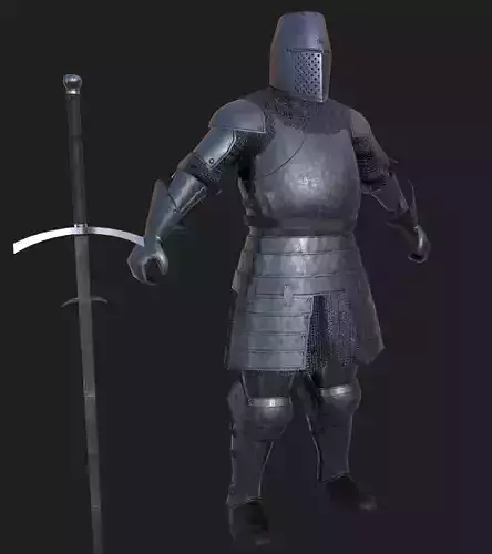 Knight medievel with claymore Low-poly 3D model