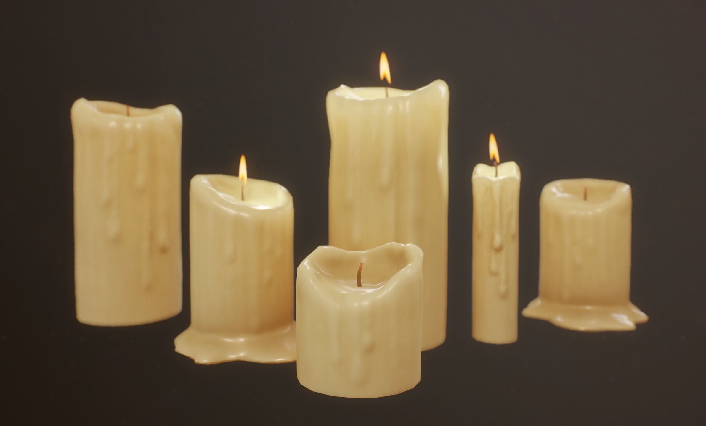 Candles Pack - PBR Game Ready Low-poly 3D model_3
