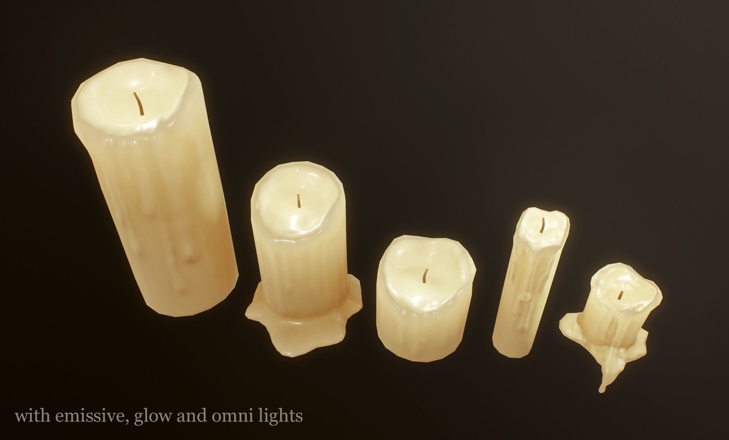 Candles Pack - PBR Game Ready Low-poly 3D model_6
