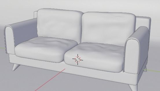 Chair sofa with two arms and back Low-poly 3D model_1
