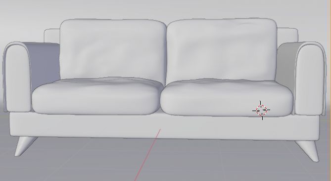 Chair sofa with two arms and back Low-poly 3D model_4