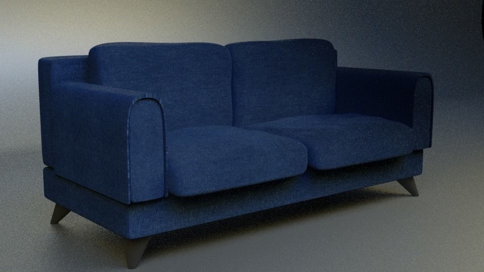 Chair sofa with two arms and back Low-poly 3D model_3