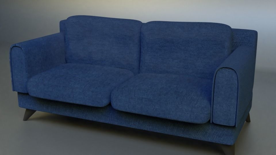 Chair sofa with two arms and back Low-poly 3D model_2