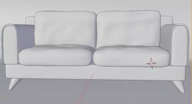 Chair sofa with two arms and back Low-poly 3D model_0