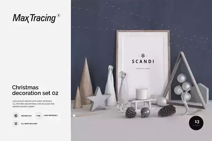 Scandi - Christmas Decoration Set 02 3D model