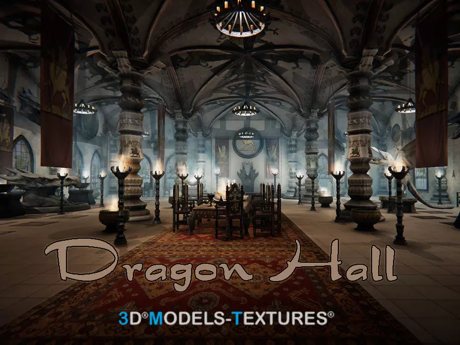 Dragon Hall Low-poly 3D model