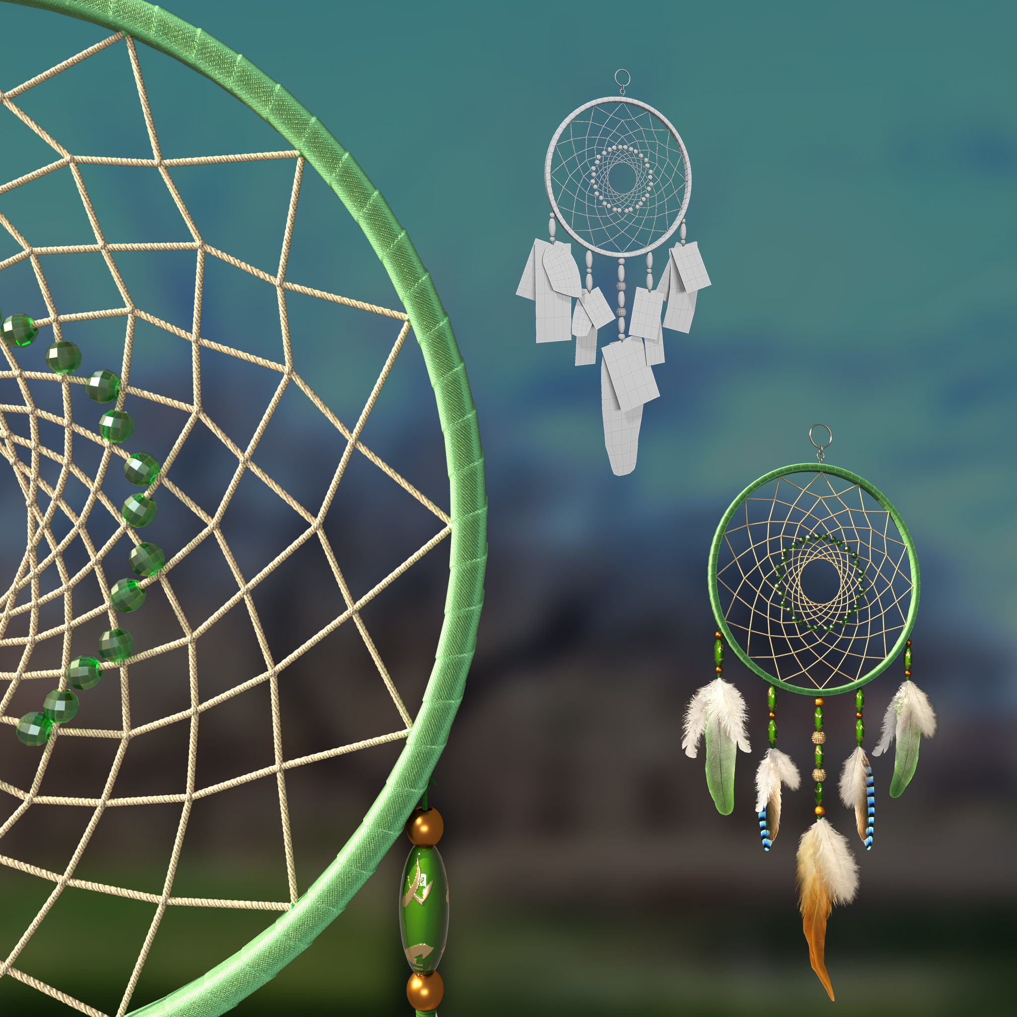 Dreamcatcher dream catcher hanging 3D model_2