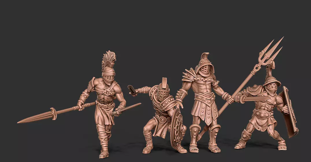 Gladiator bundle - 4 miniatures 35 mm scale  3D print model_0