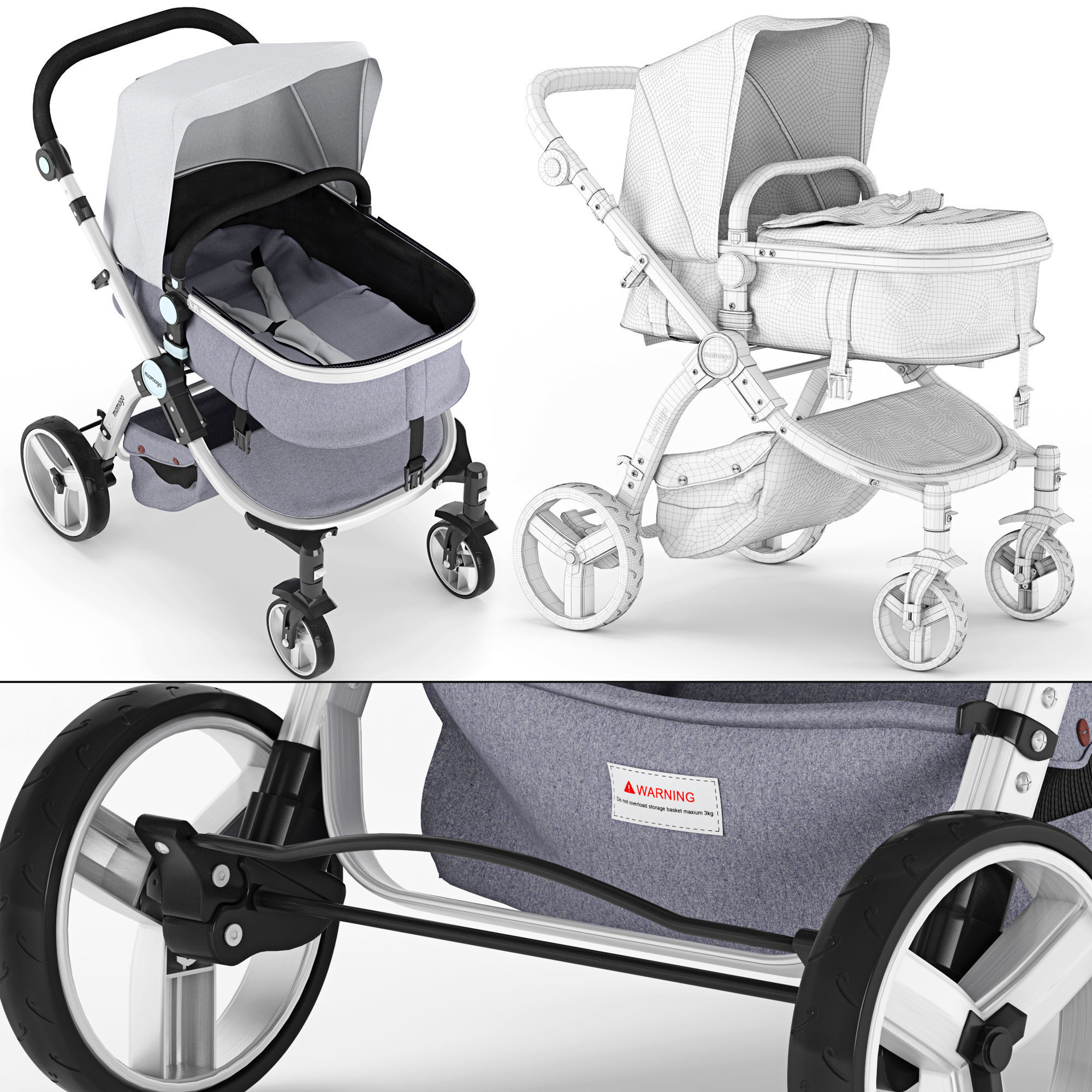 Mamago Platinum Baby Strollers 3D model_2