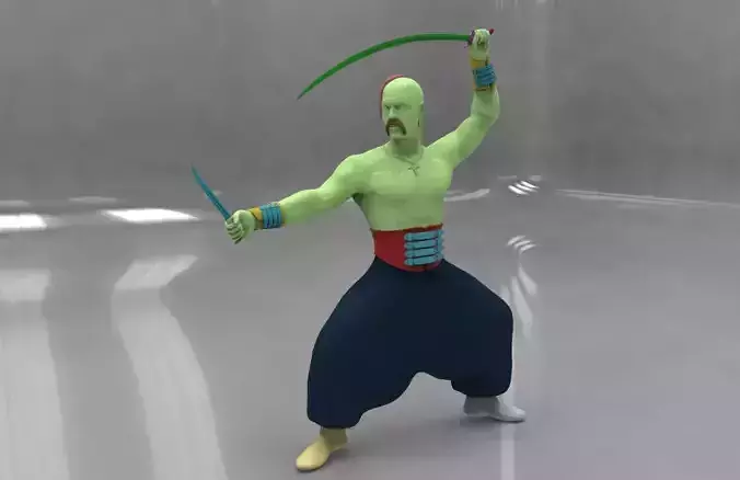 Cossak man holding sword 3D model