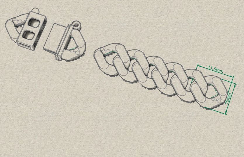 cuban chain or necklace diamond cz new STL  3D model_10