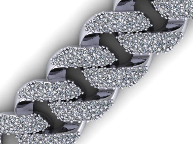 cuban chain or necklace diamond cz new STL  3D model_8