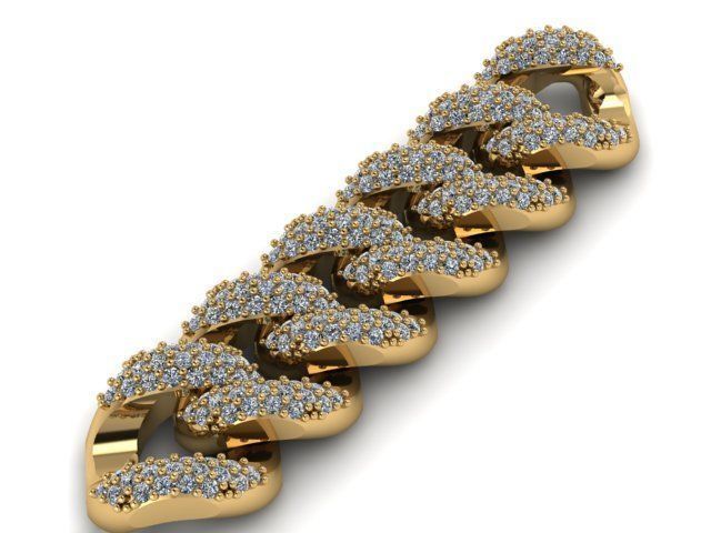 cuban chain or necklace diamond cz new STL  3D model_9