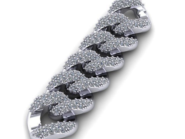 cuban chain or necklace diamond cz new STL  3D model_6