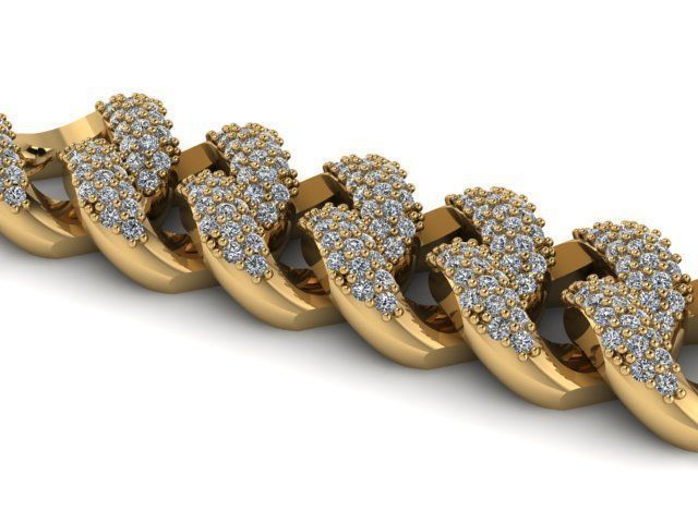 cuban chain or necklace diamond cz new STL  3D model_1