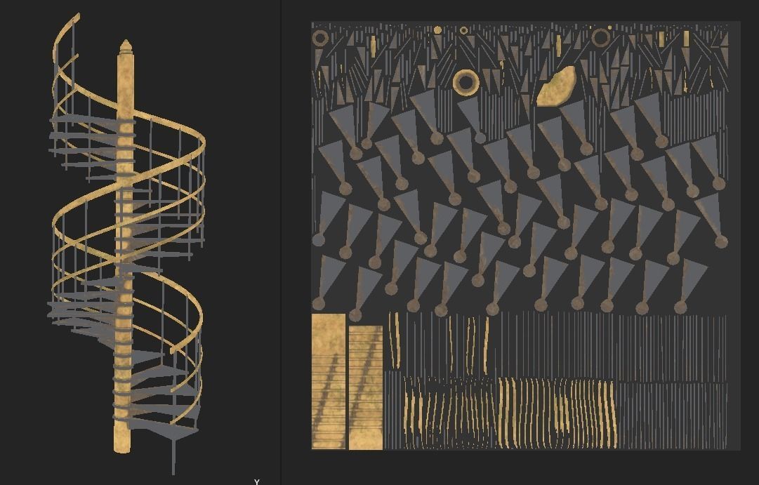 Metal Spiral Stairs Low-poly 3D model_6