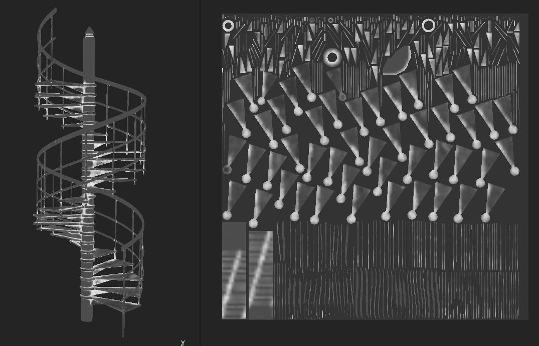 Metal Spiral Stairs Low-poly 3D model_7