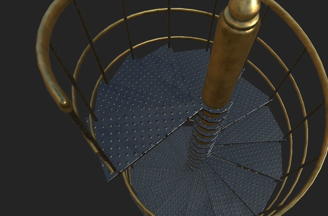 Metal Spiral Stairs Low-poly 3D model_2