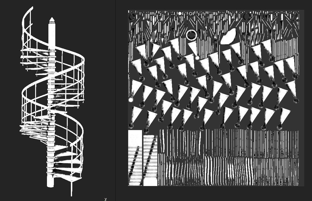 Metal Spiral Stairs Low-poly 3D model_8