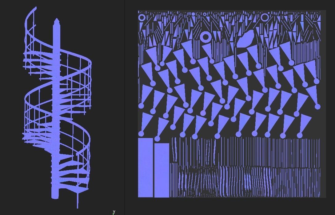 Metal Spiral Stairs Low-poly 3D model_9