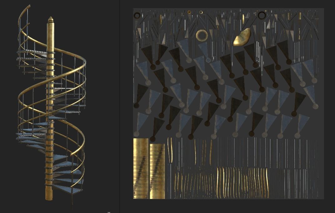 Metal Spiral Stairs Low-poly 3D model_3