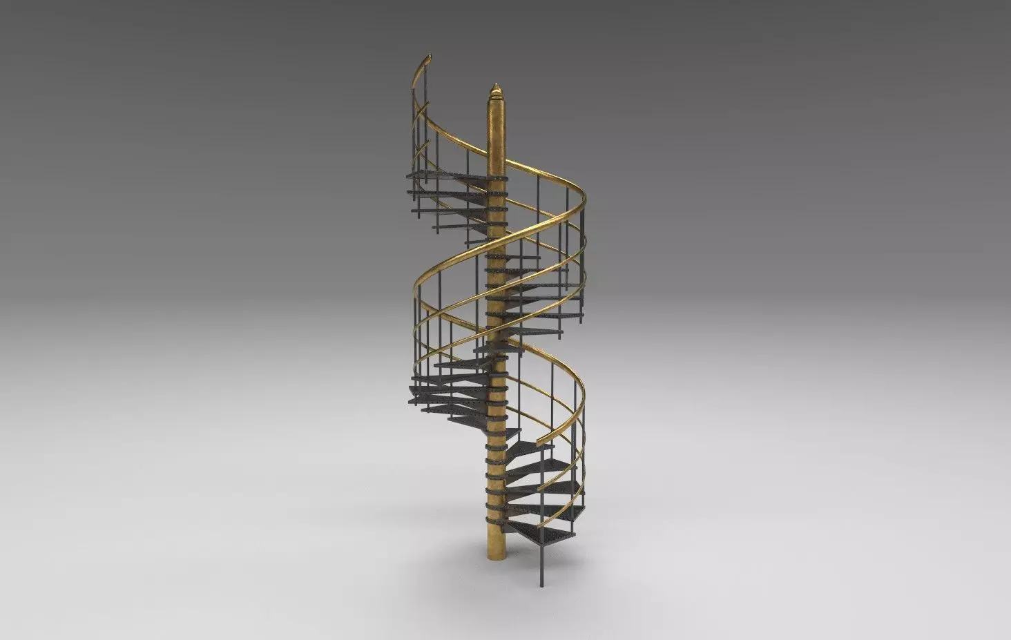 Metal Spiral Stairs Low-poly 3D model_0
