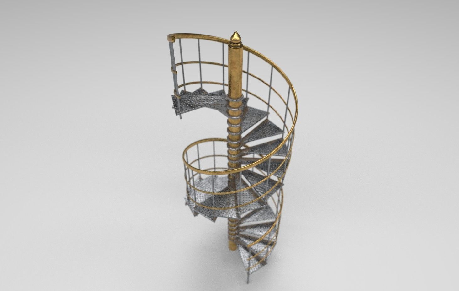 Metal Spiral Stairs Low-poly 3D model_1