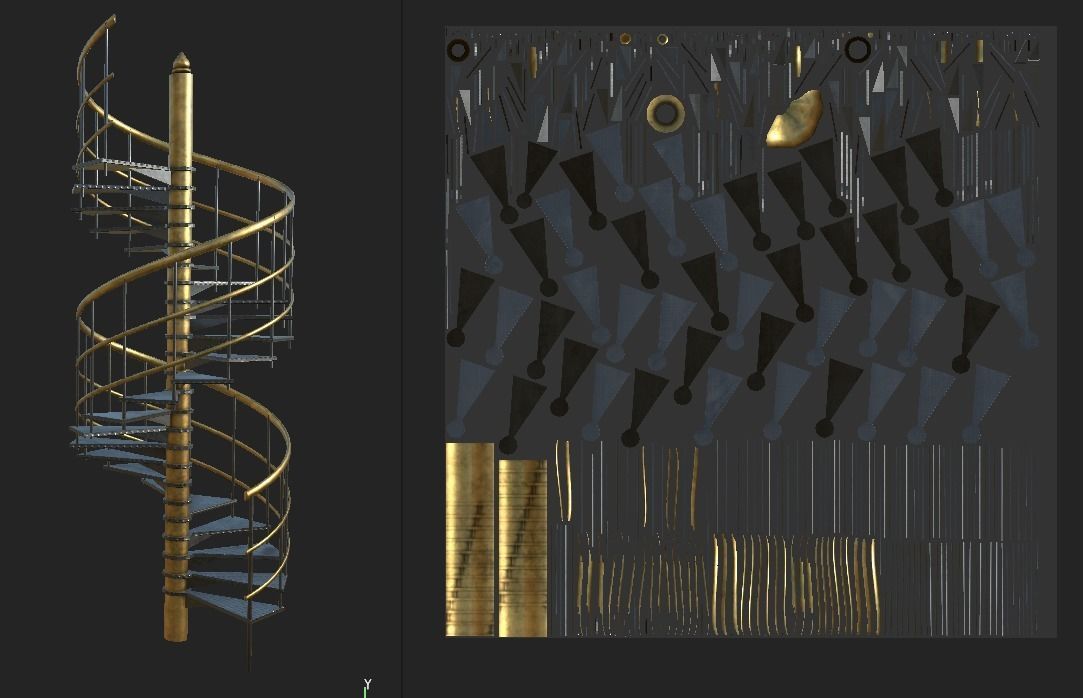 Metal Spiral Stairs Low-poly 3D model_4