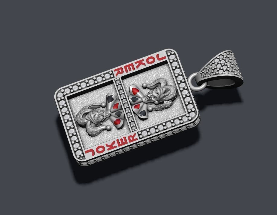 Joker playing card pendant 3D print model_7