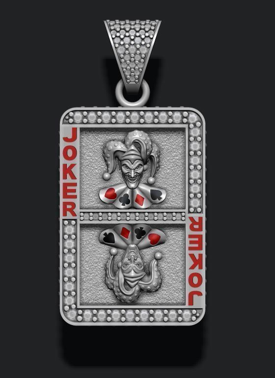 Joker playing card pendant 3D print model_6