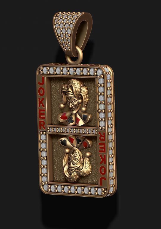 Joker playing card pendant 3D print model_4