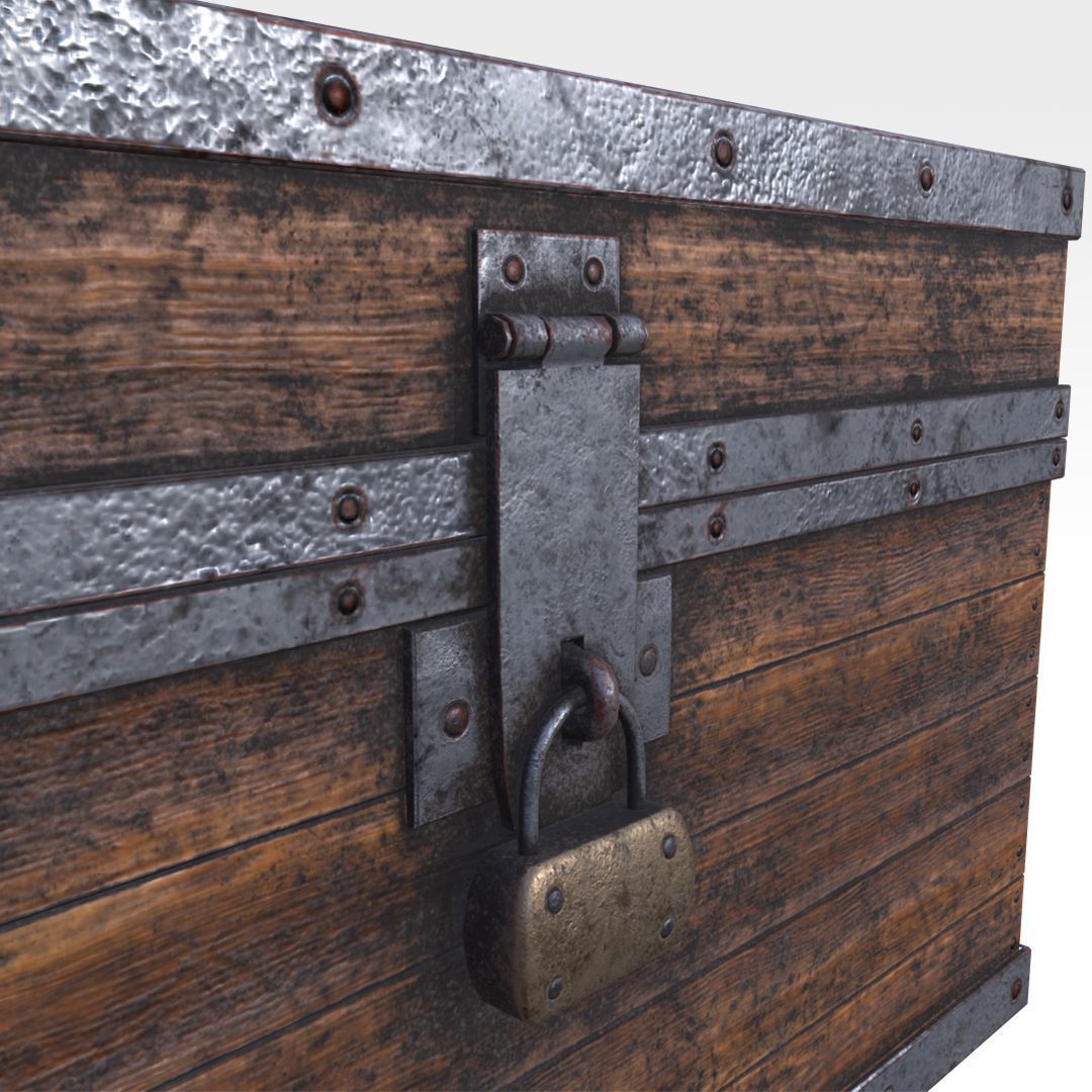 Wooden Chest Low-poly 3D model_4