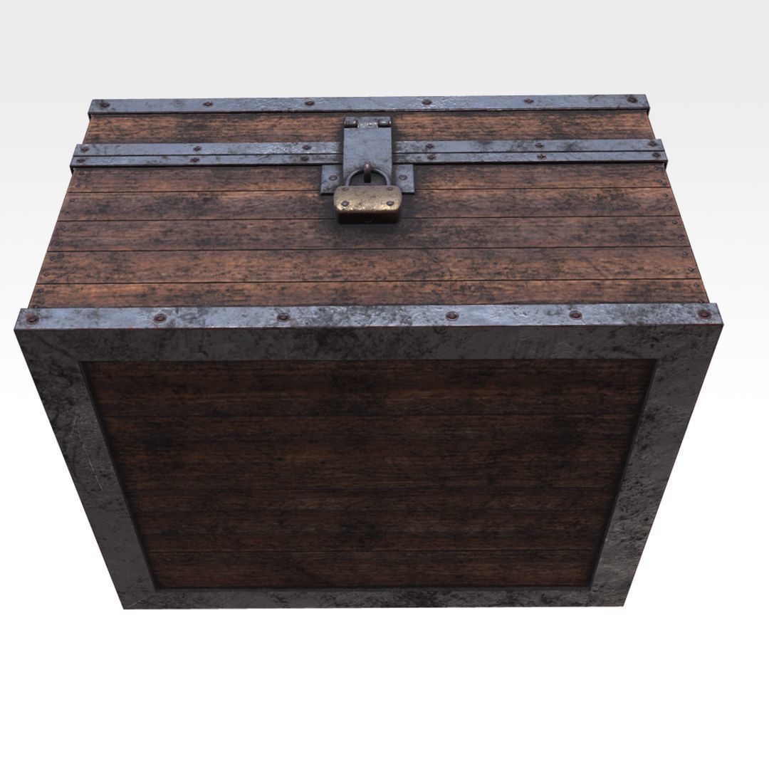 Wooden Chest Low-poly 3D model_5