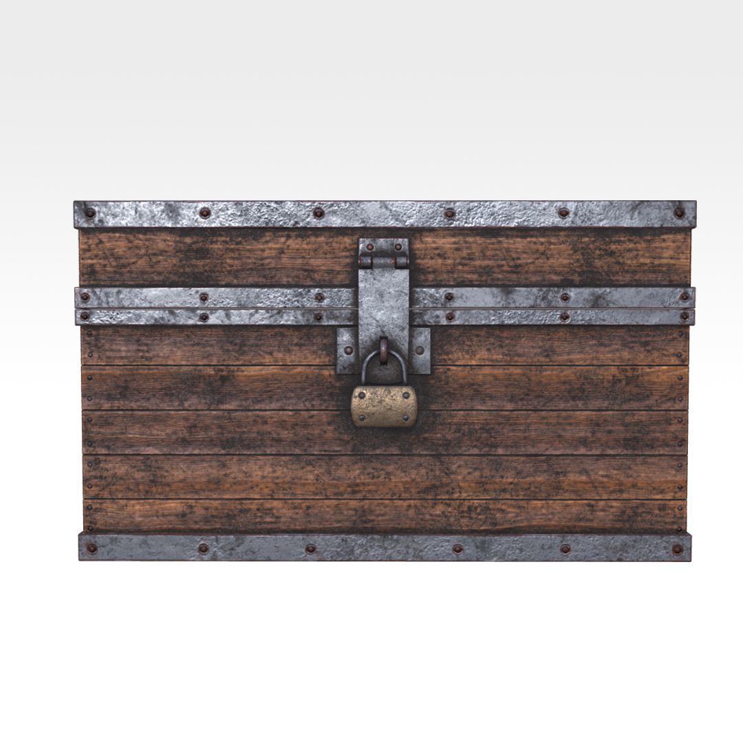 Wooden Chest Low-poly 3D model_2