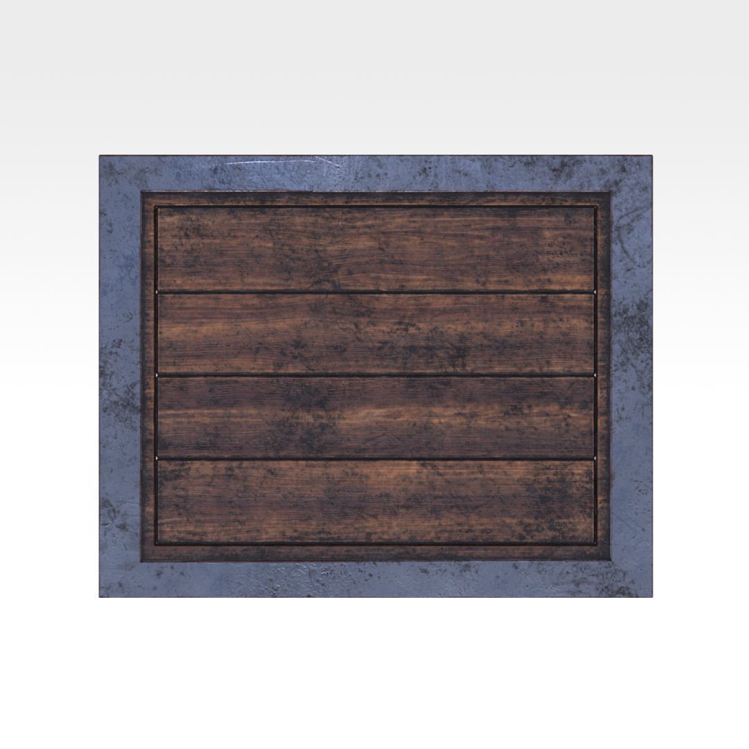 Wooden Chest Low-poly 3D model_3